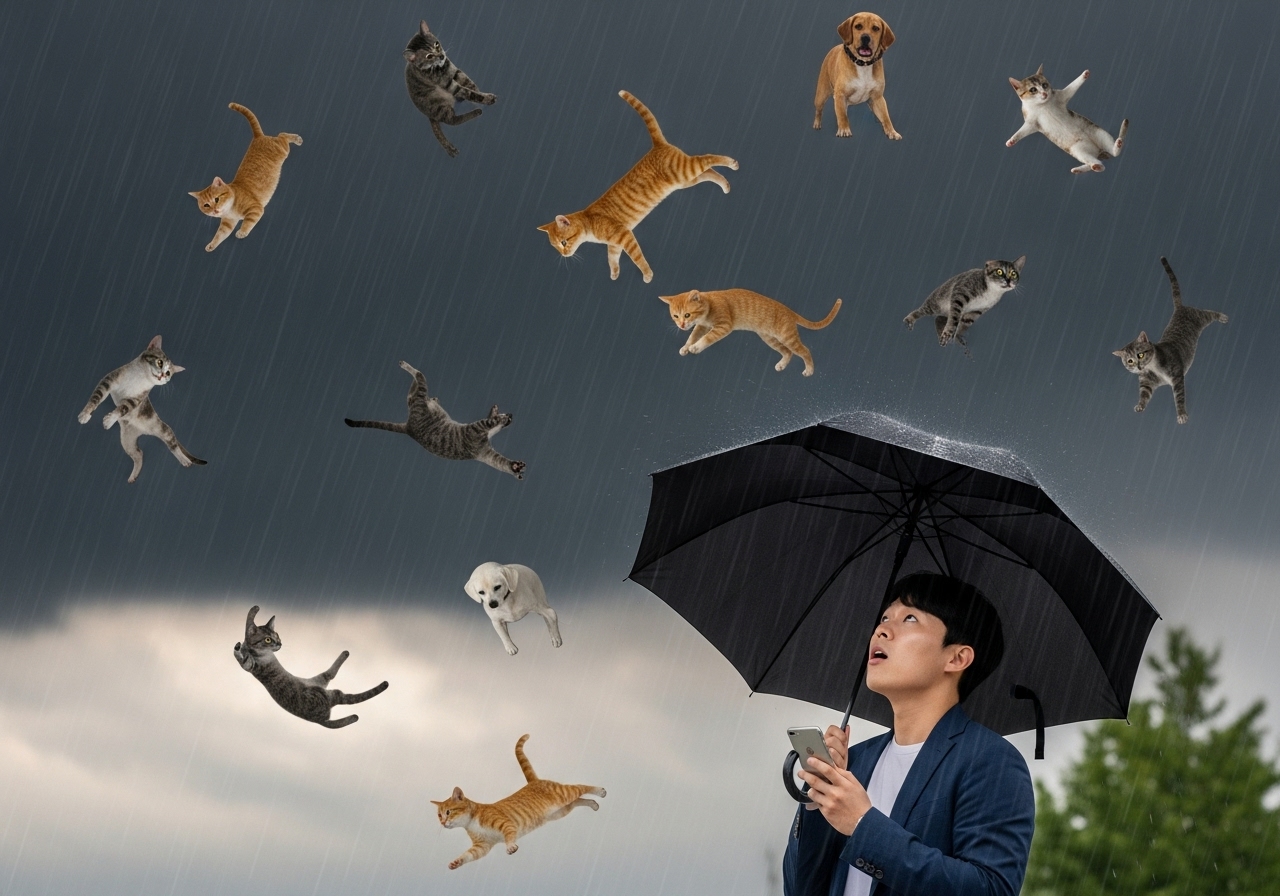 1. 비가 개나 고양이처럼 온다고요? – It's raining cats and dogs