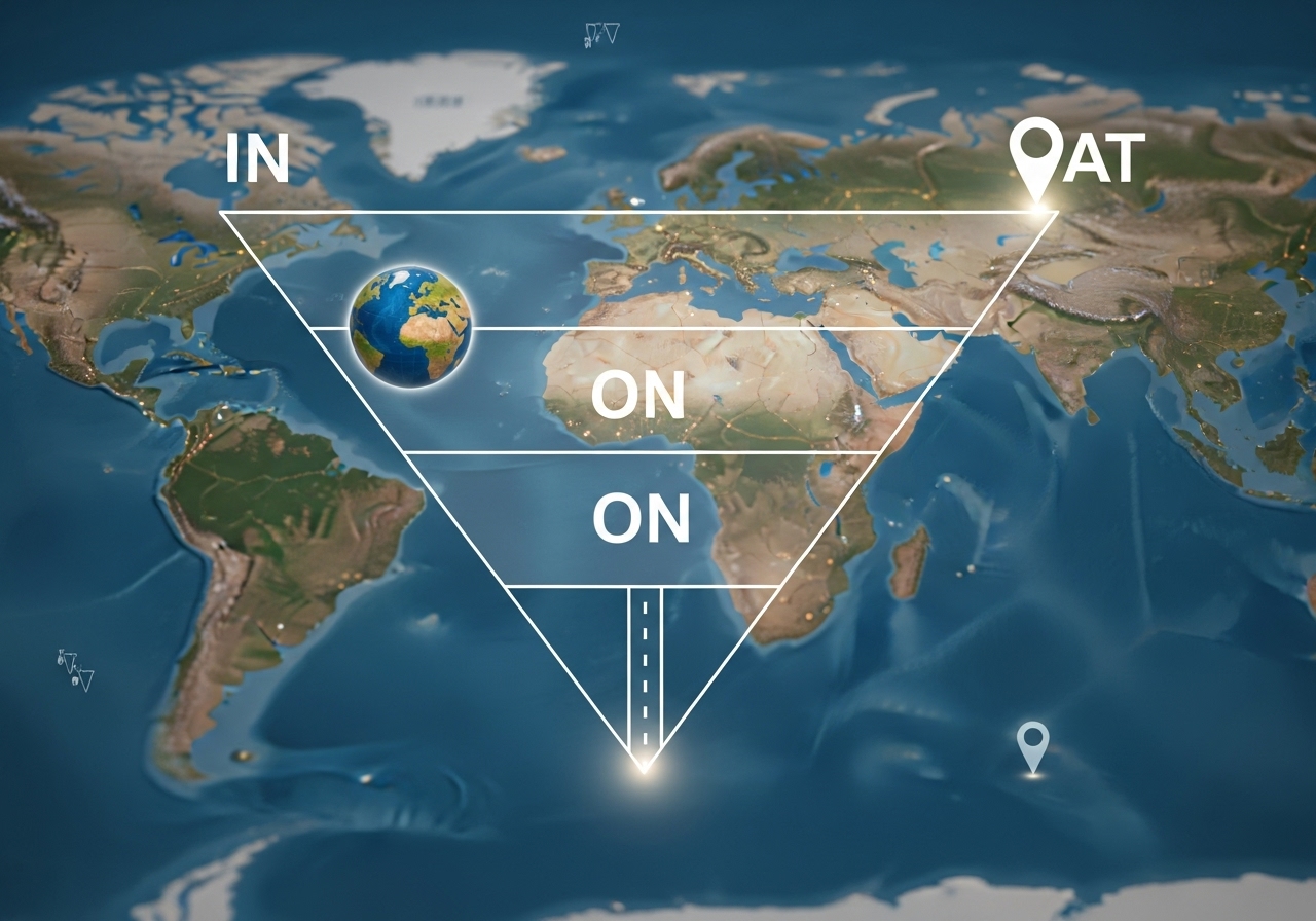 영어의 만능 전치사: At, In, On, 세 친구 집중 탐구