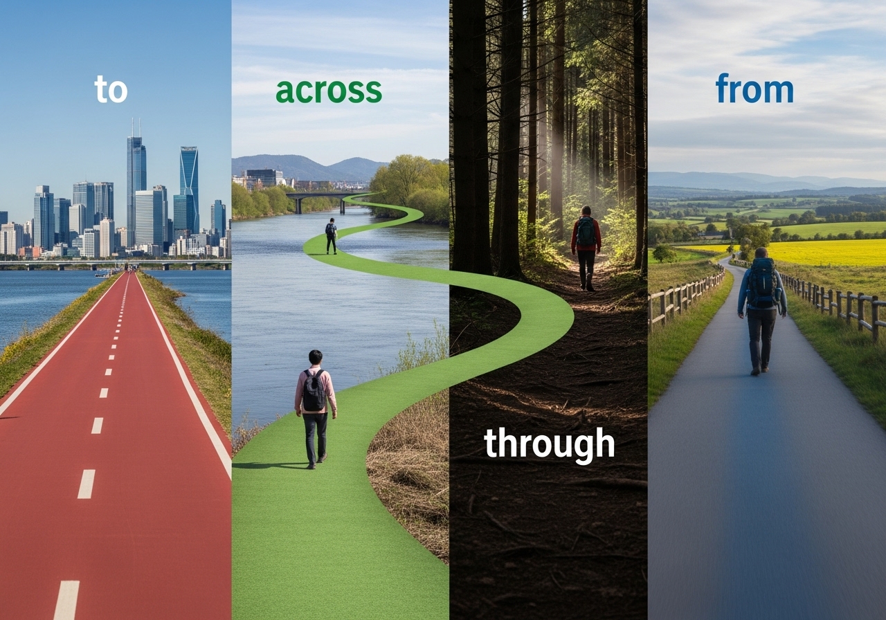 이동 전치사 마스터하기: 방향과 경로의 차이