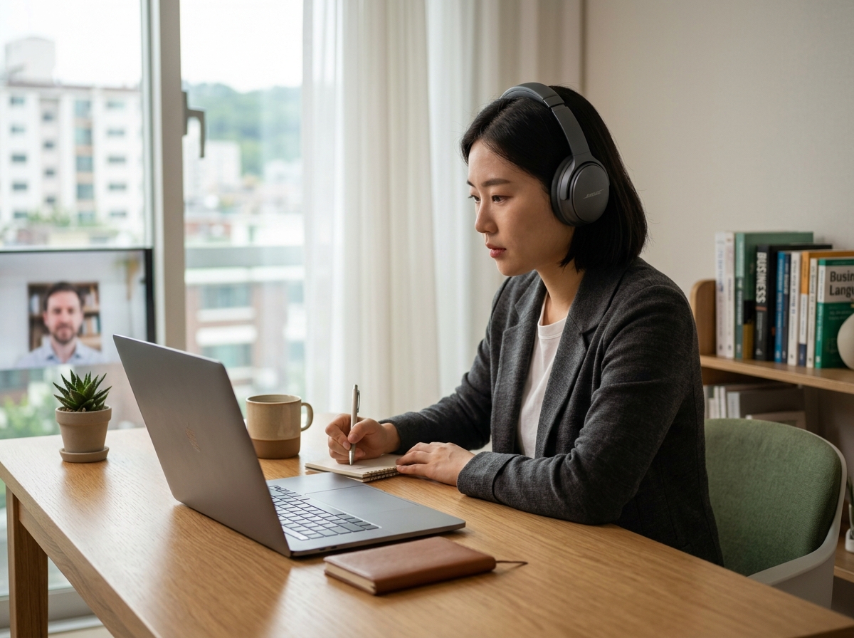 화상영어 수업에서 비즈니스 엘리트처럼 최고의 집중력을 유지하며 학습 효율을 높이는 전략
